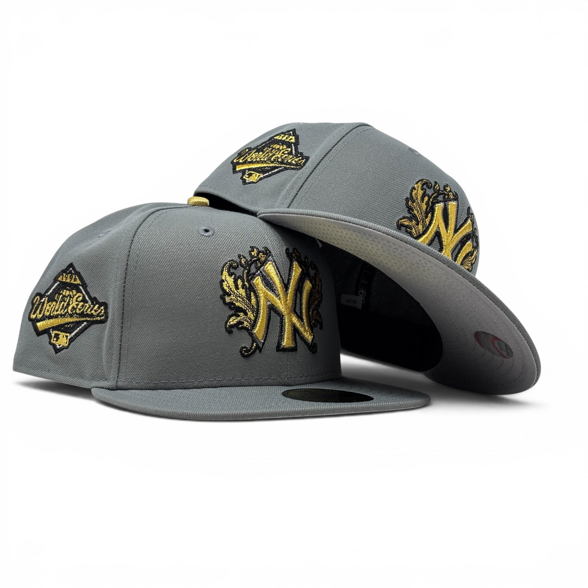 New York Yankees 1996 World Series iconic interlocking New Era Fitted Hats-Gray