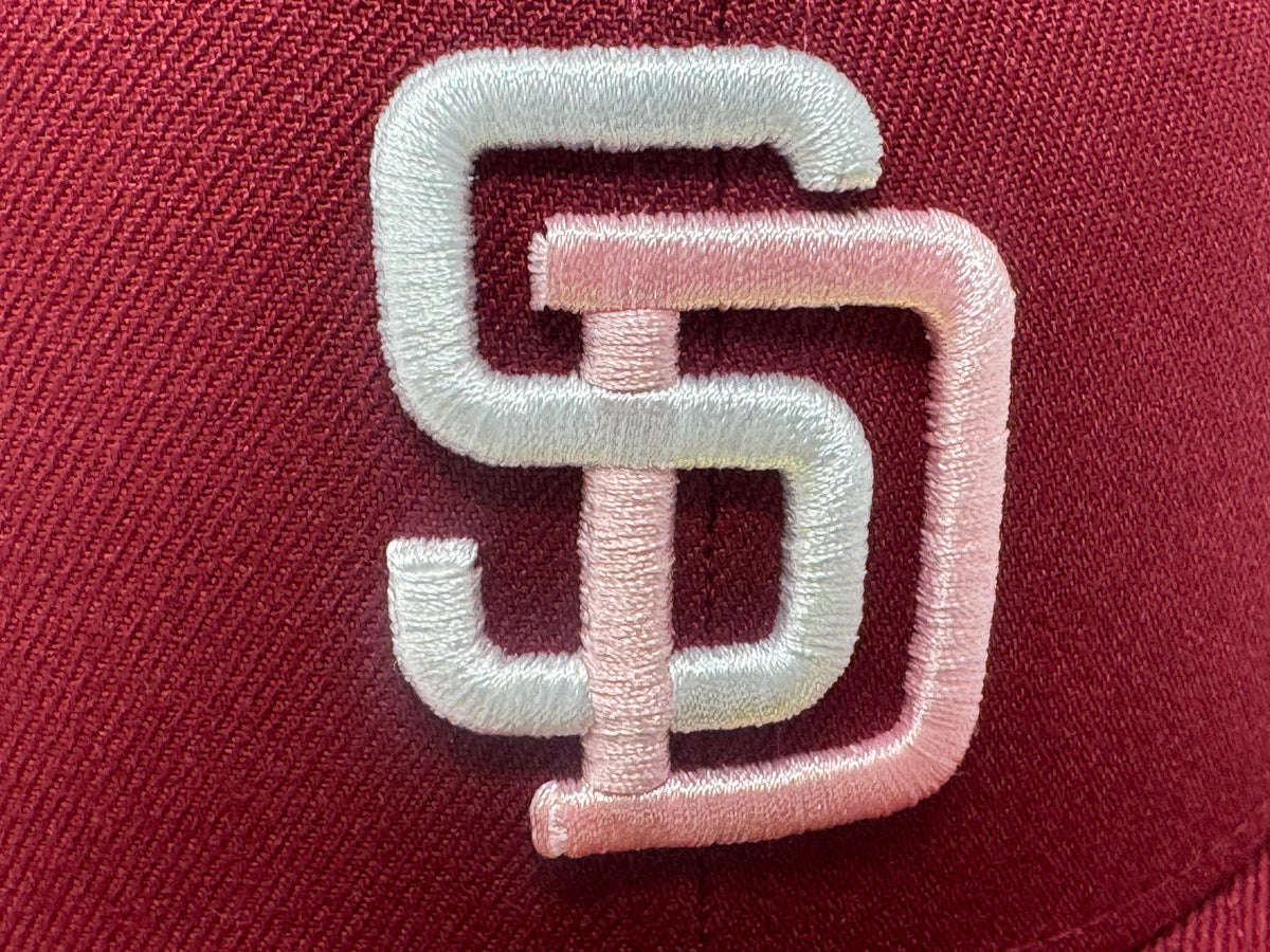 San Diego Padres 25th Anniversary Pink Brim New Era Fitted Hat-Burgundy