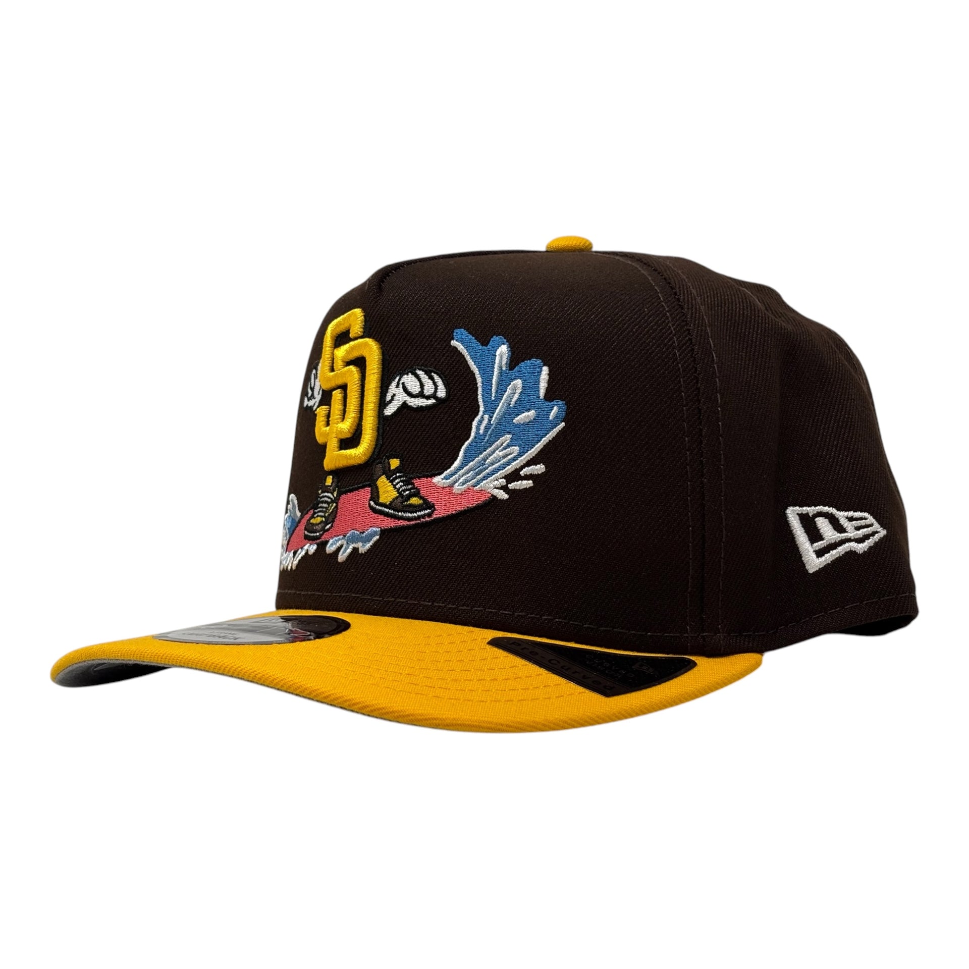 San Diego Padres Cartoon 9FIFTY A-Frame Snapback Hat-Walnut Yellow
