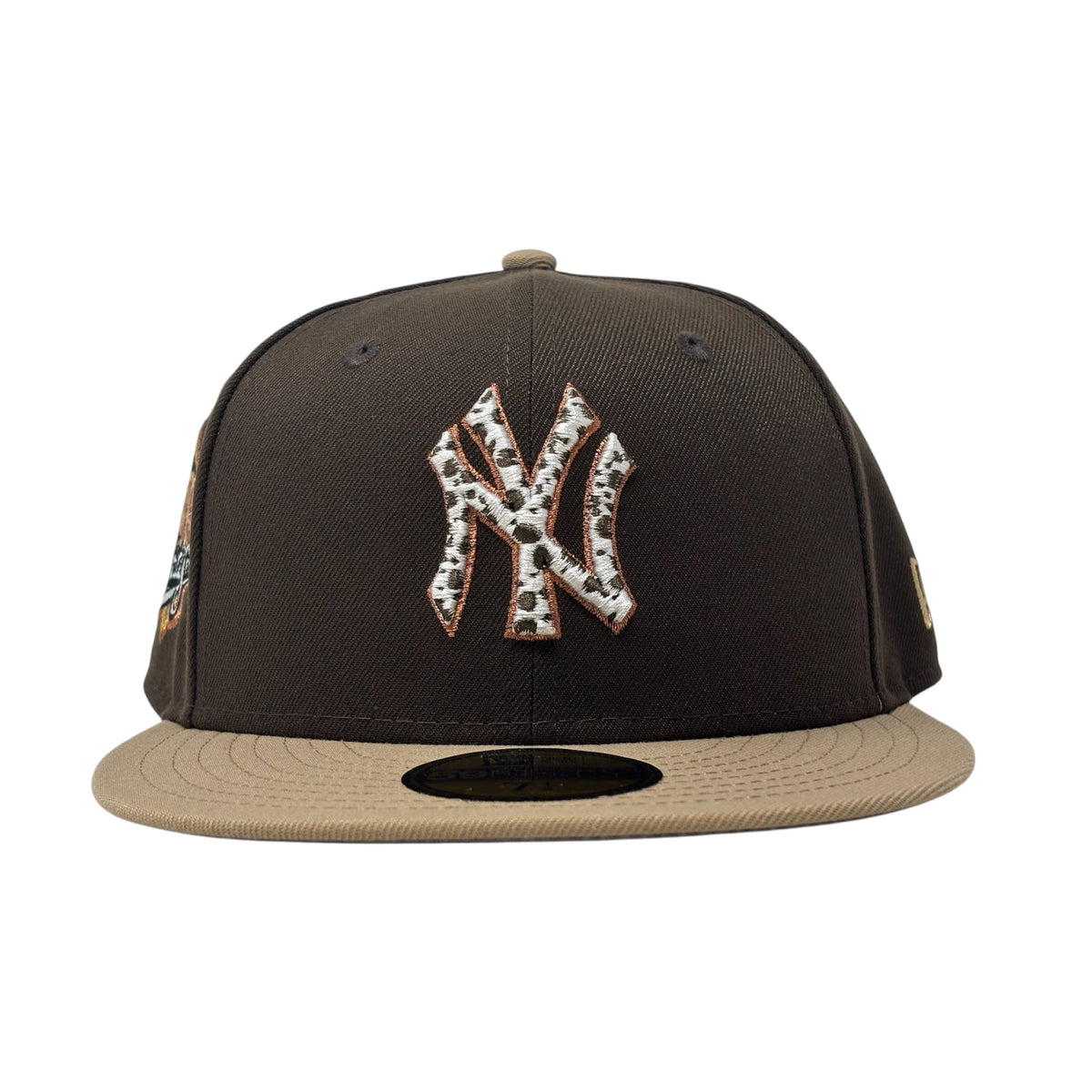 New York Yankees 1999 World Series Cow Print Fitted Hat Brown