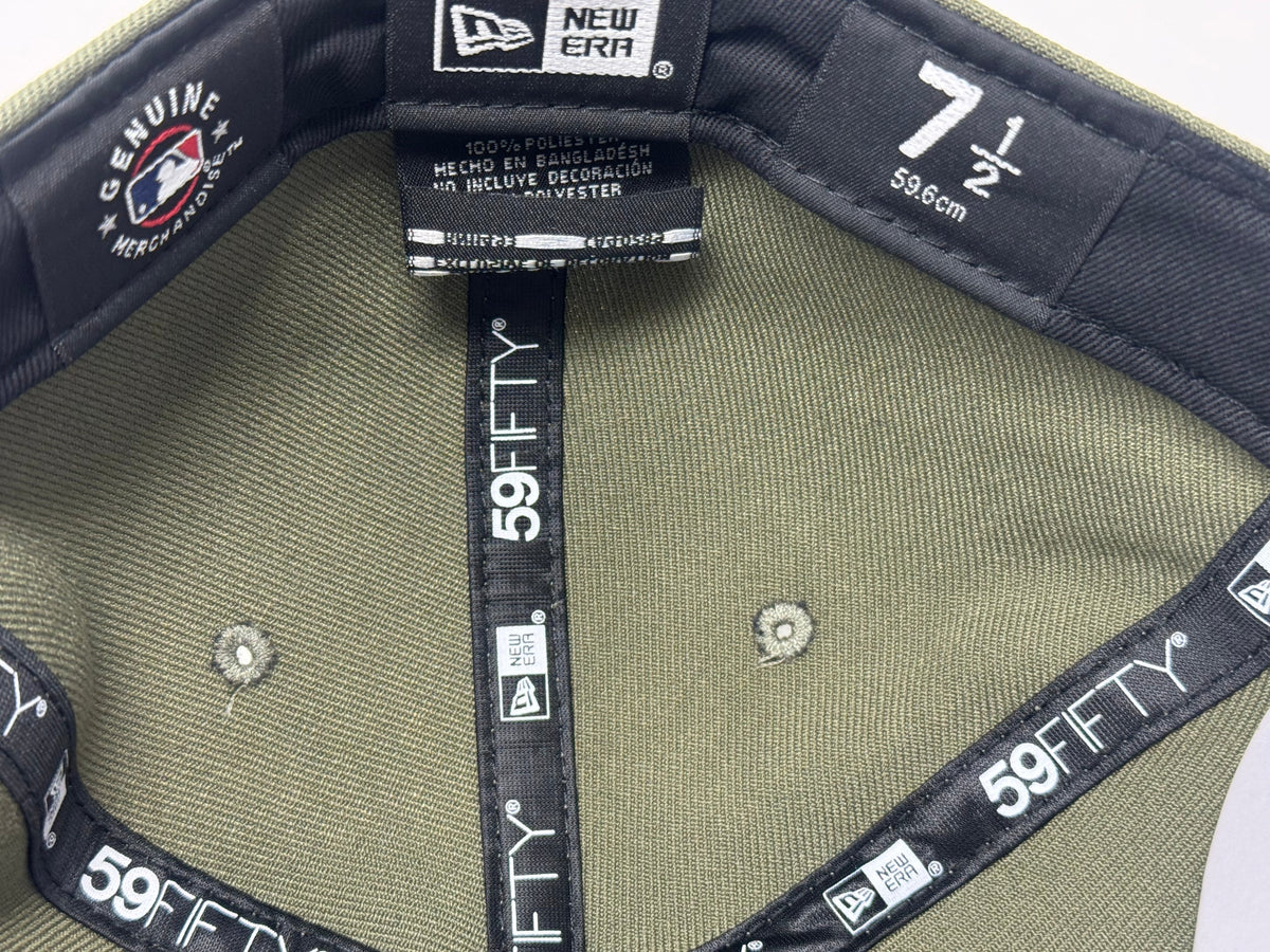 New York Yankees 25th Anniversary Champions Shadow Logo Fitted Hats-Olive