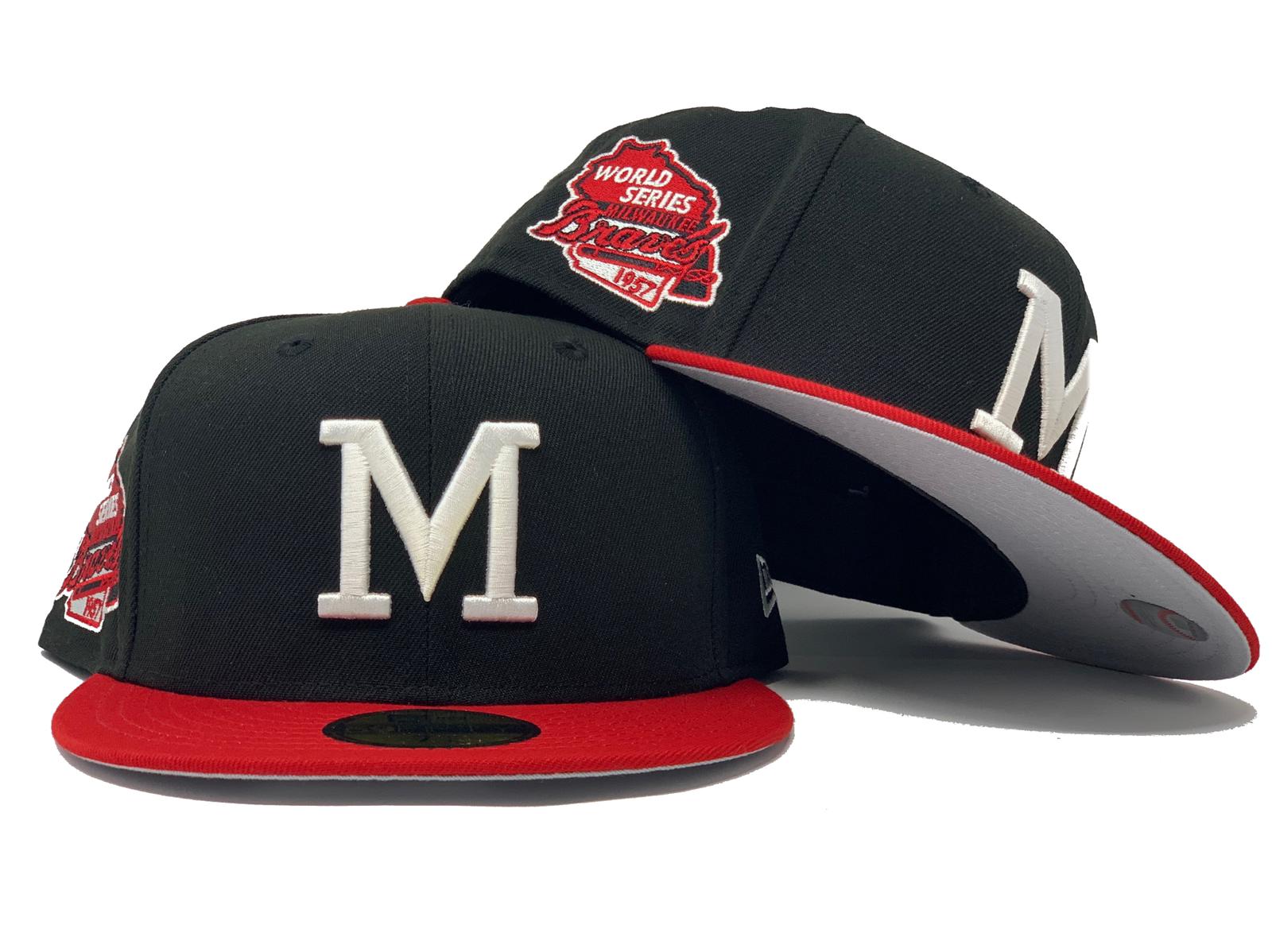 MILWAUKEE BRAVES 1957 WORLD SERIES GRAY BRIM NEW ERA FITTED HAT