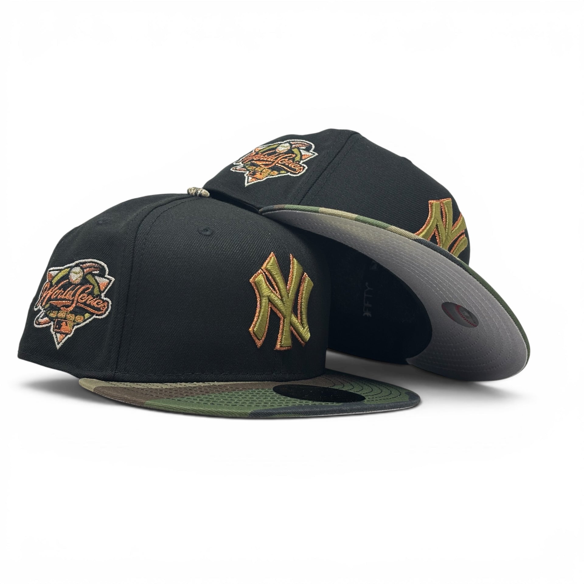 New York Yankees 2000 World Series Fitted Hats- Black Woodland Camo