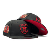 Oakland Raiders 60th Anniversary Red Brim 59Fifty Fitted Hats-Black
