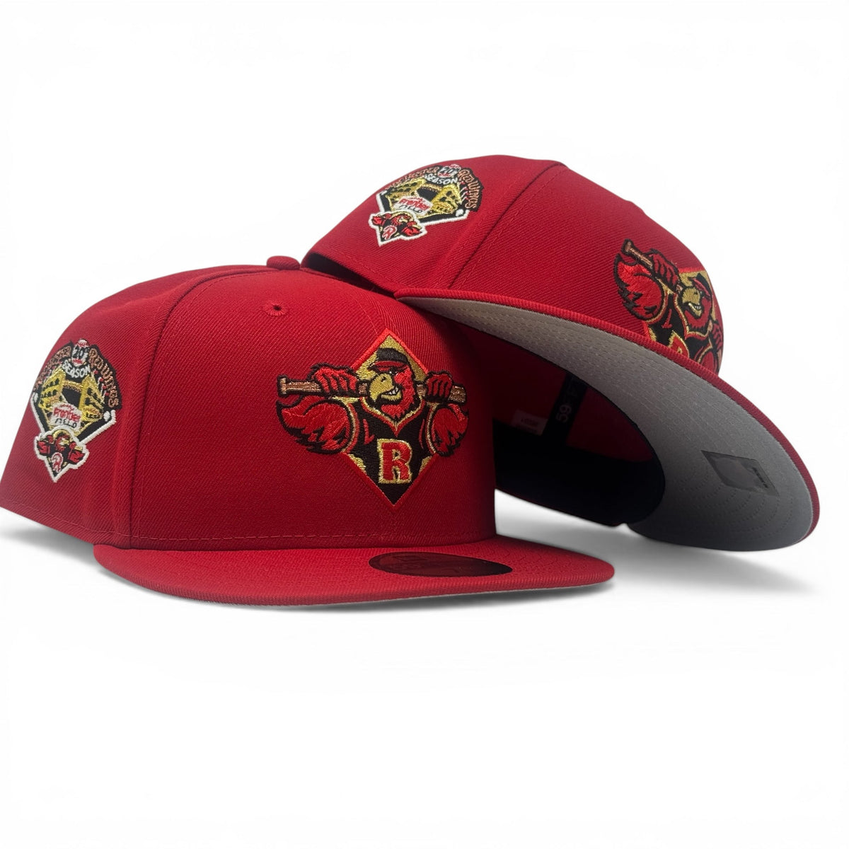 Rochester red wings 20th Anniversary Baseball fitted hat-Red