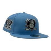 Anaheim Ducks 30th Anniversary Fitted Hats-Sky Blue