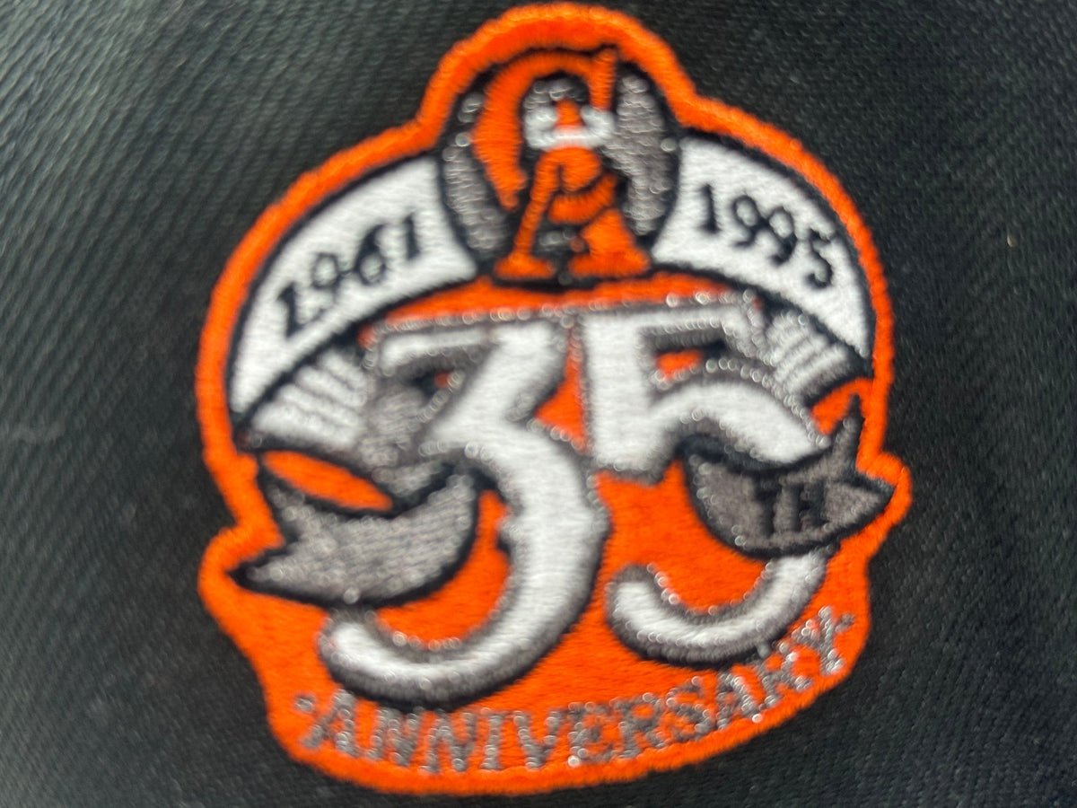Los Angeles Angels 35th Anniversary Fitted Hats-Black orange