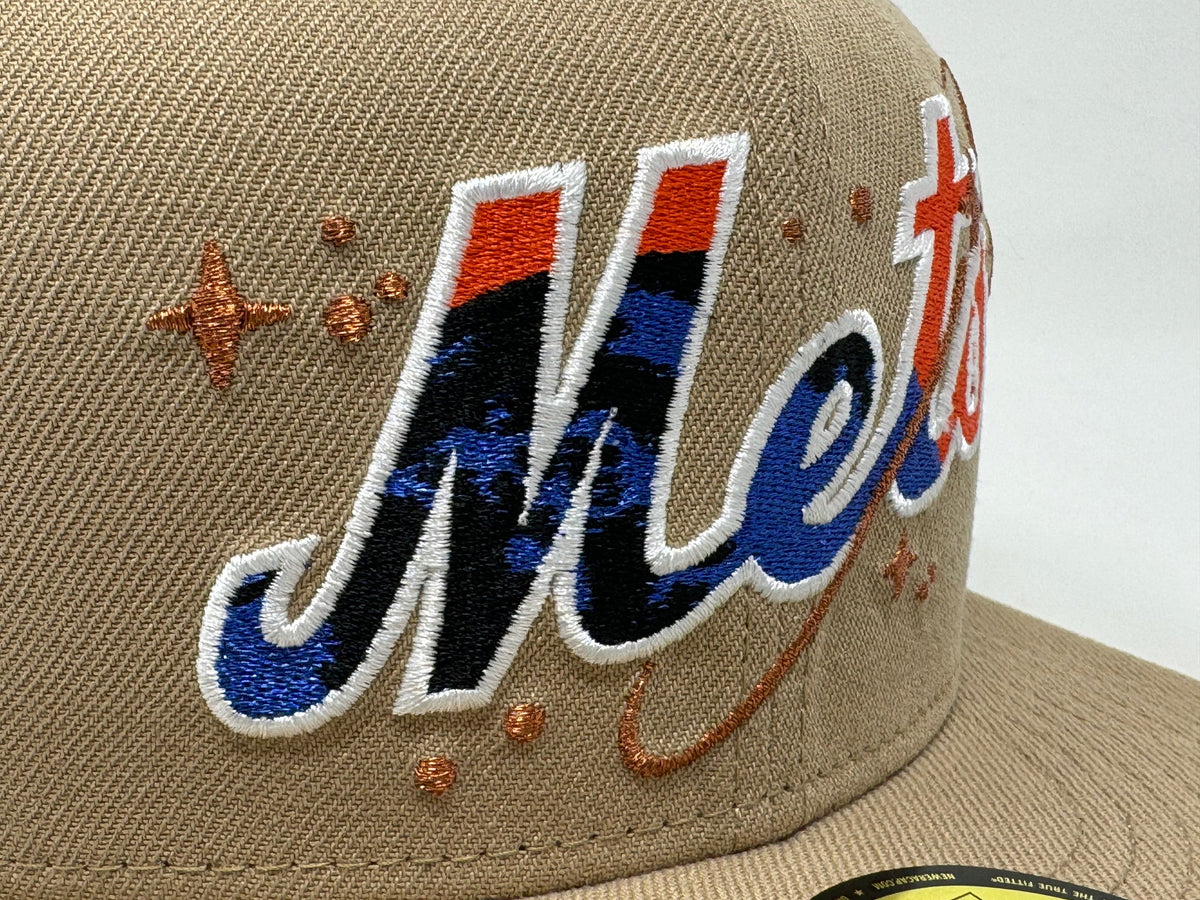 New York Mets Shea Stadium Camel Orange Brim New Era Fitted Hat