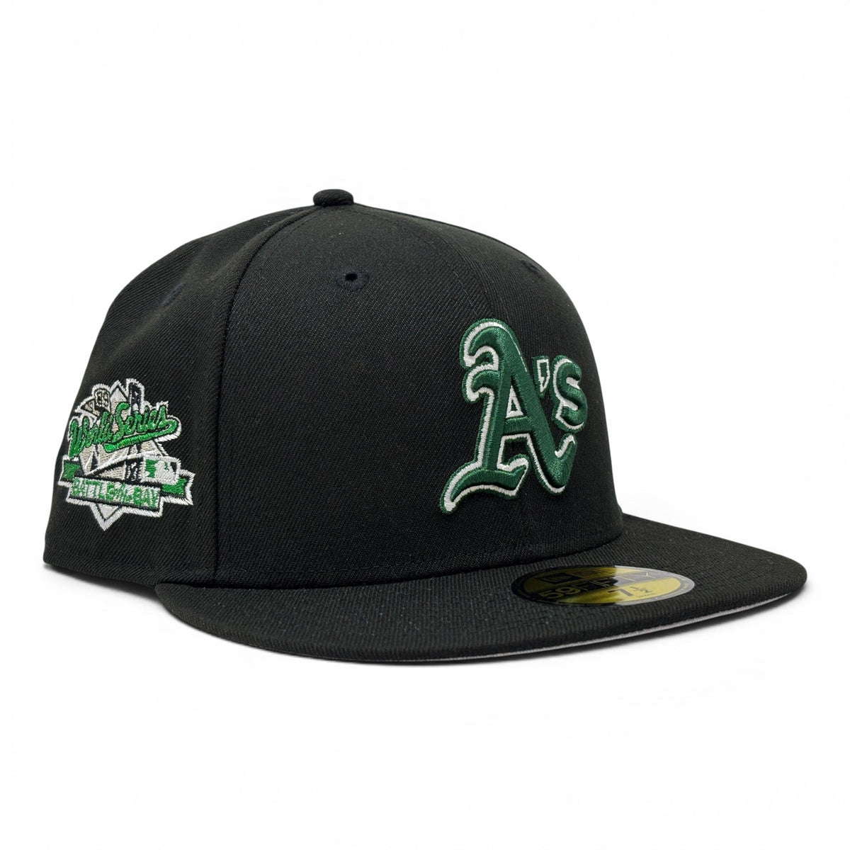 Oakland Athletics Battle of the Bay 1989 World Series Fitted Hats-Black