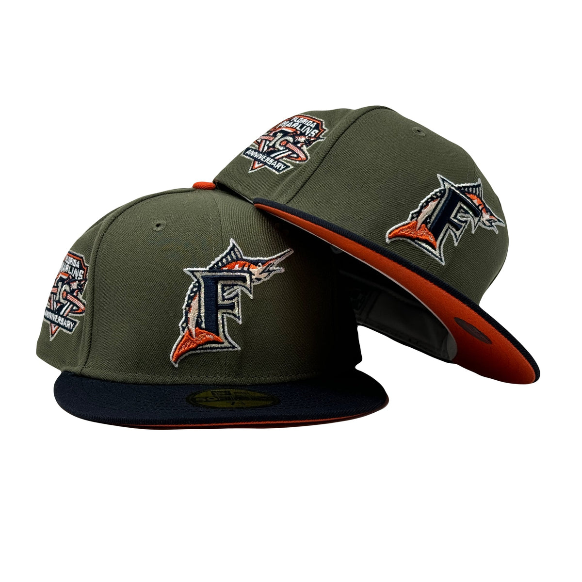 Florida Marlins 10th Anniversary  Orange Brim 59Fifty New Era Fitted Hat