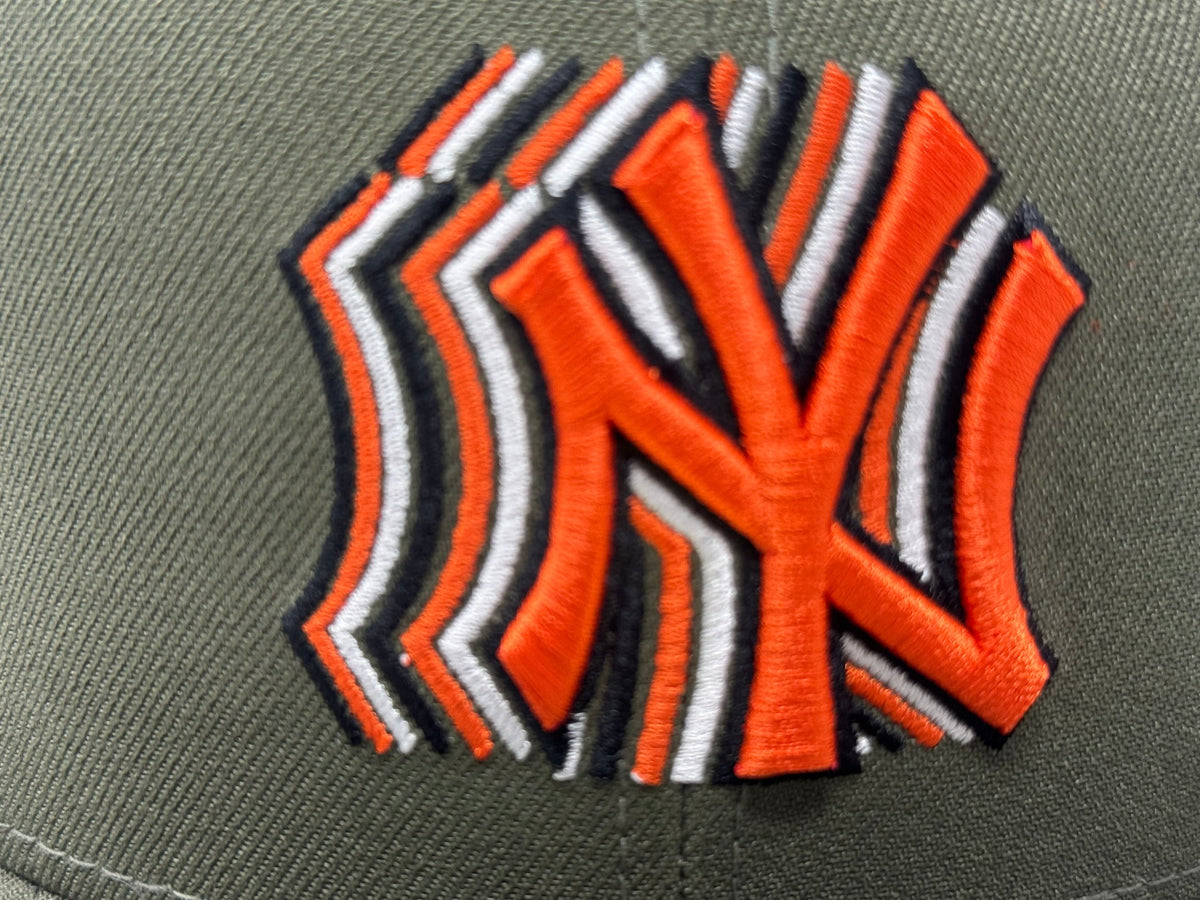 New York Yankees 25th Anniversary Champions Shadow Logo Fitted Hats-Olive