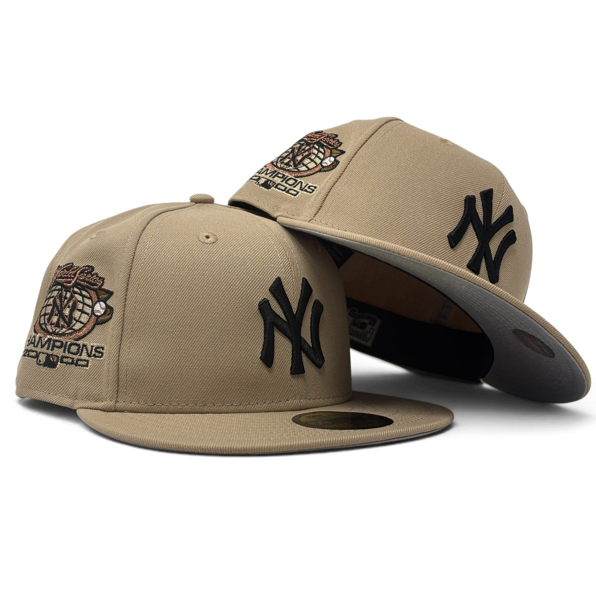 New York Yankees 2000 World Series Champions Fitted Hats-Camel
