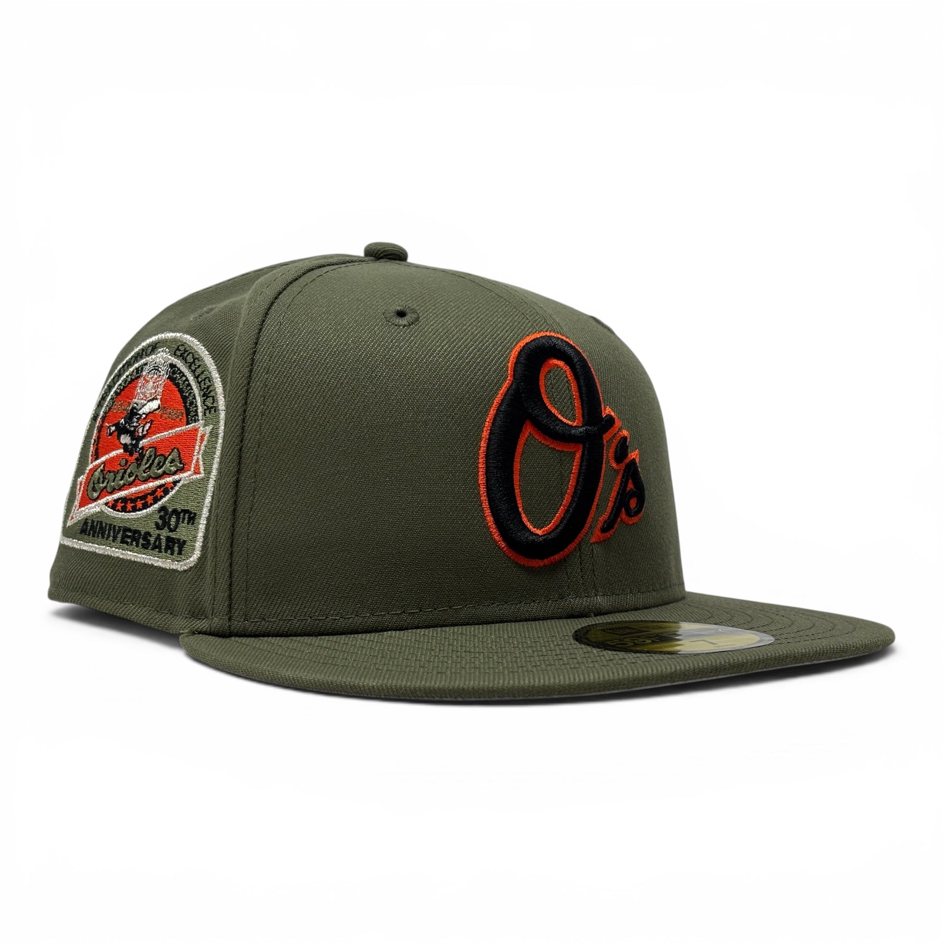 Baltimore Orioles 30th Anniversary 59Fifty New Era Fitted Hats-Olive
