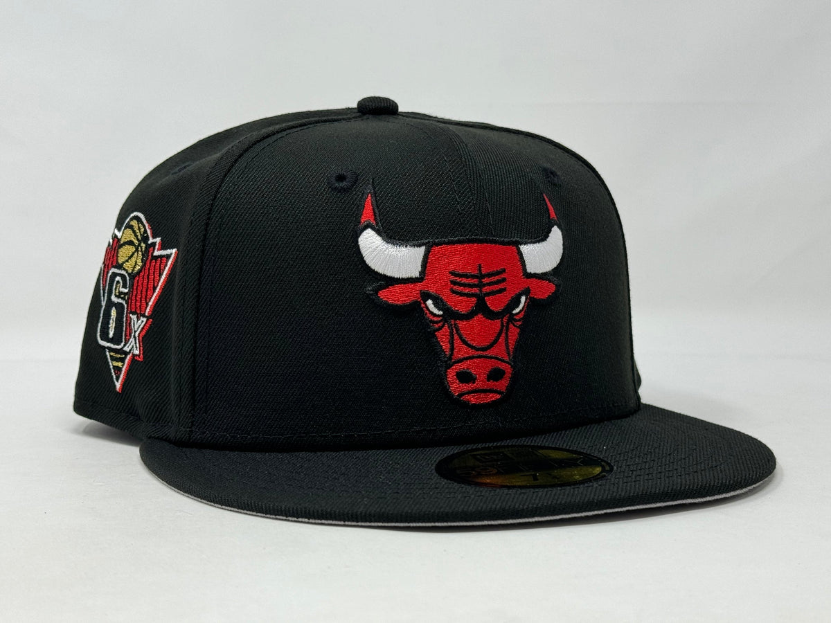 Chicago Bulls 6X NBA Champions 5950 New Era Fitted Hat Black