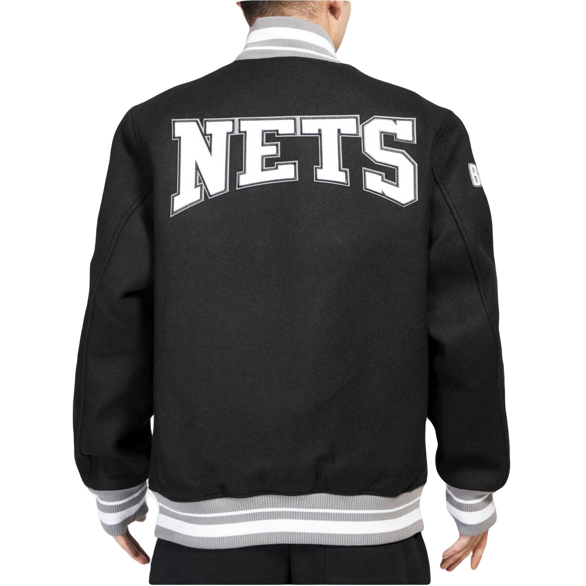 Brooklyn Nets Pro Standard Crest Black Wool Varsity Jacket