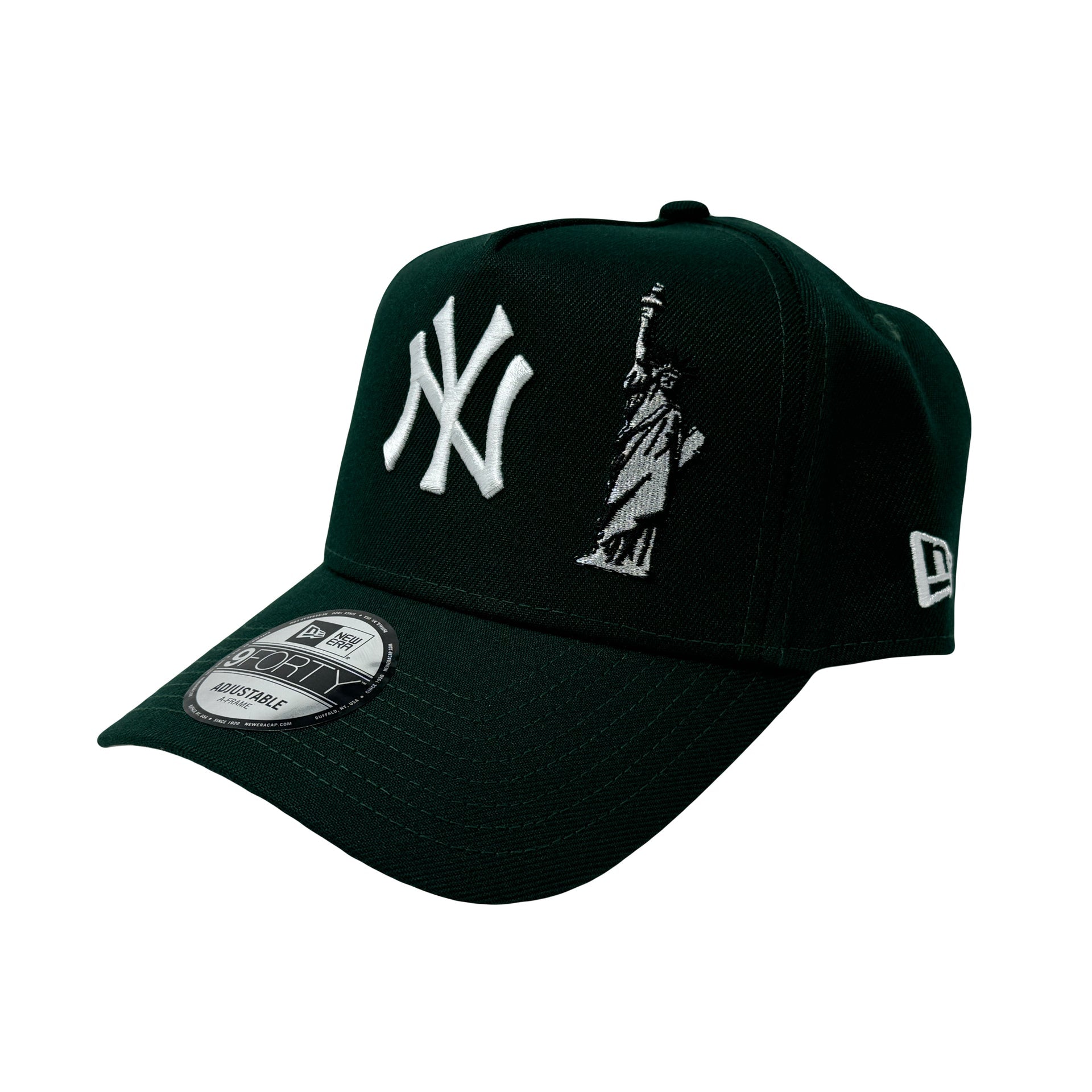 New York Yankees Subway Series Dark Green Statue of Liberty New Era 9forty A-Frame Snapback Hat