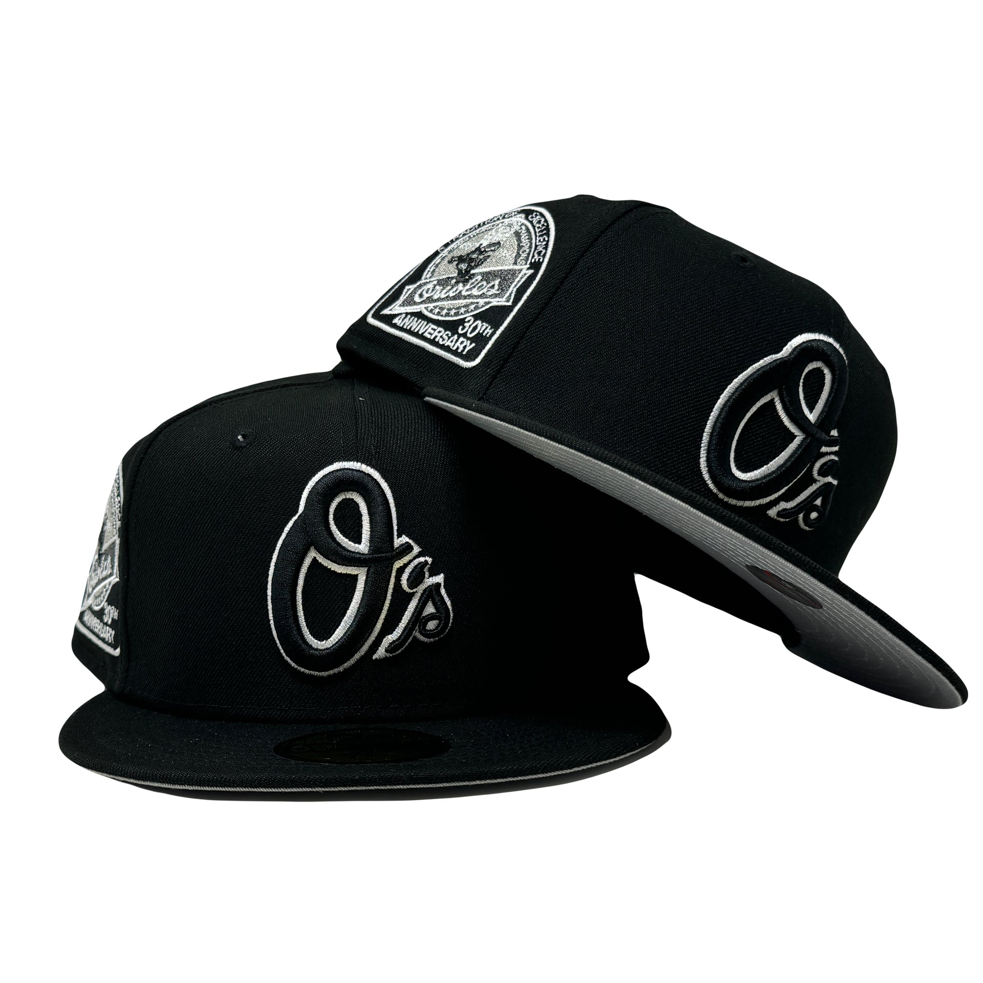 Baltimore Orioles 30th Anniversary Black and White pack 59Fifty New Era Fitted Hat
