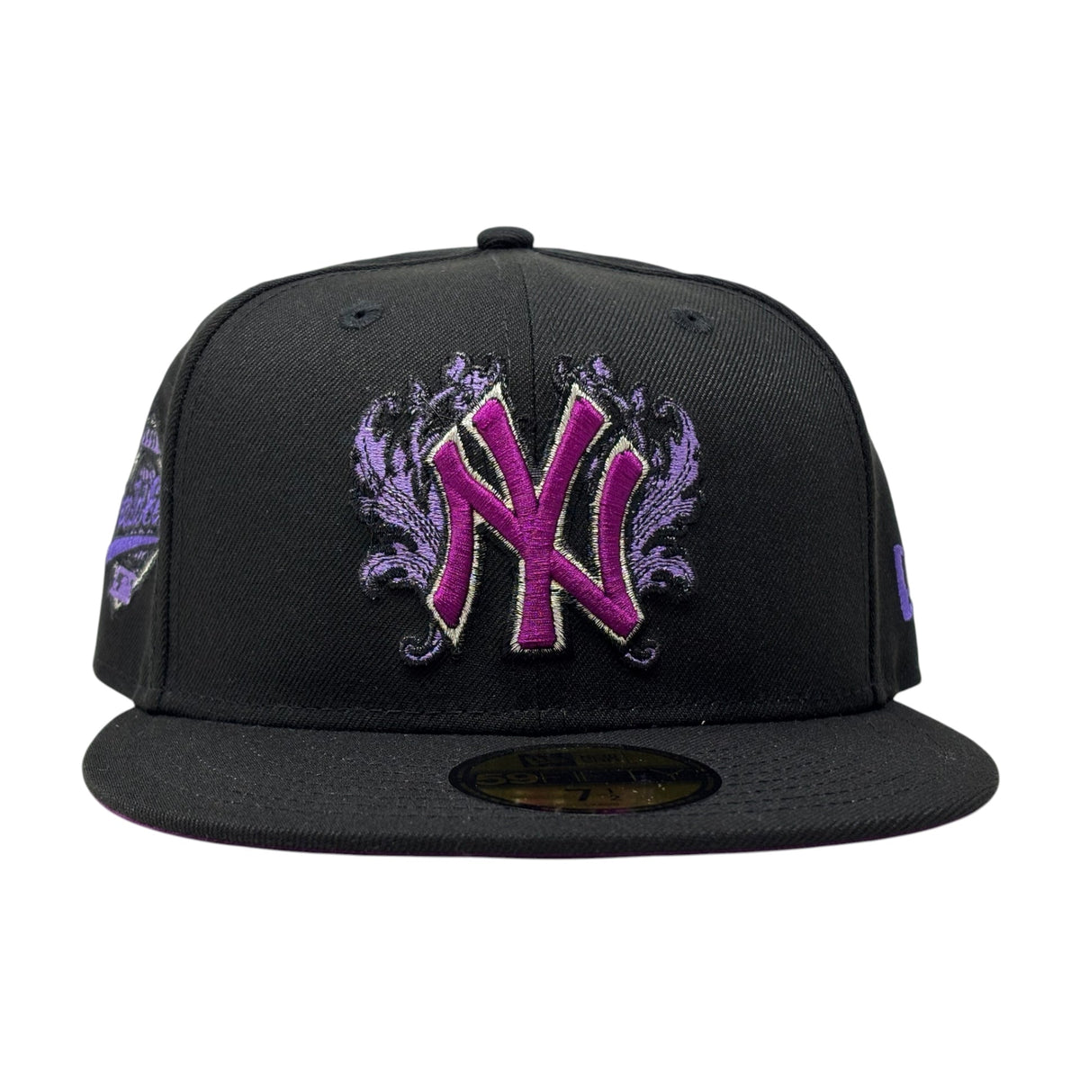 New York Yankees 1996 World Series iconic interlocking Fitted Hats-Black Purple