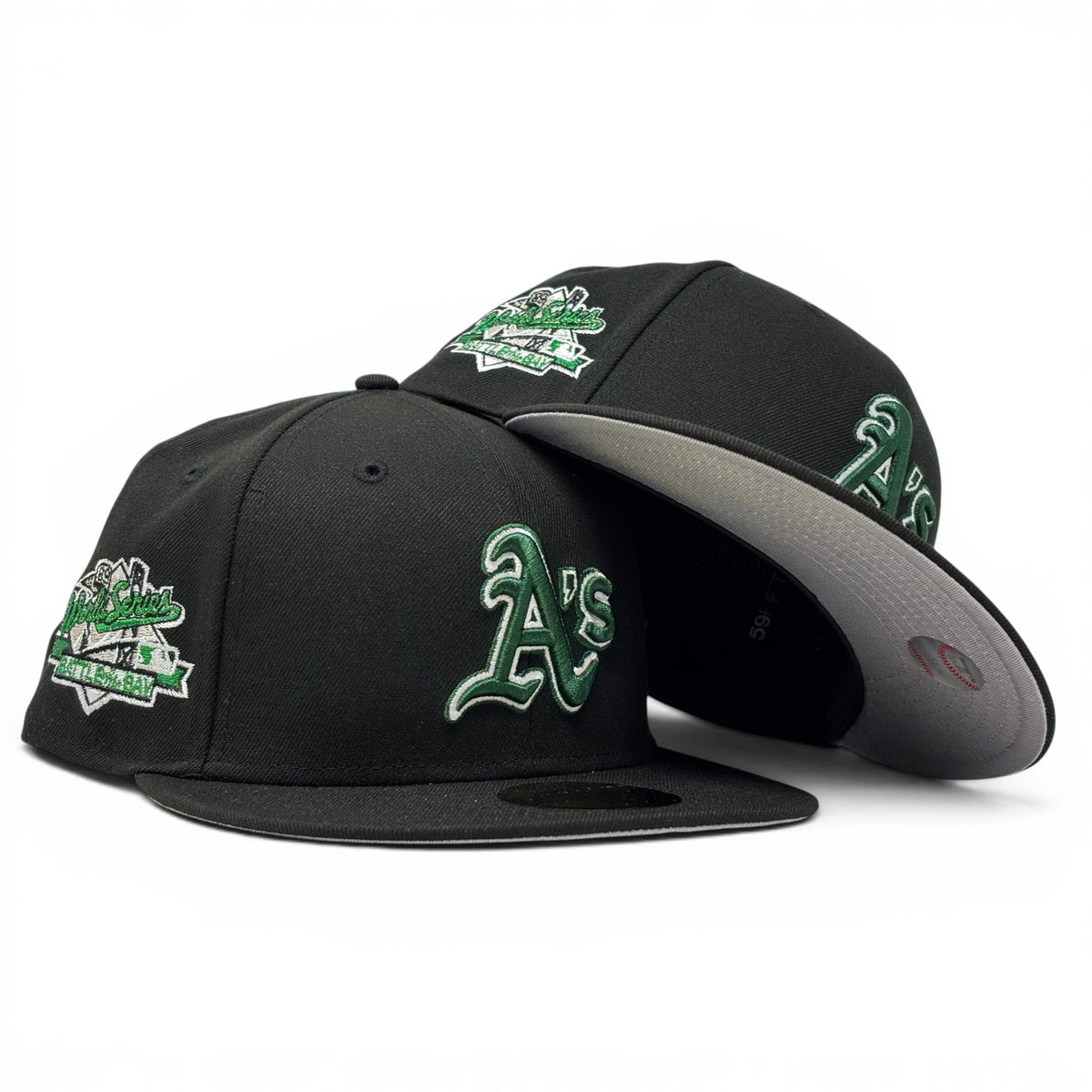 Oakland Athletics Battle of the Bay 1989 World Series Fitted Hats-Black