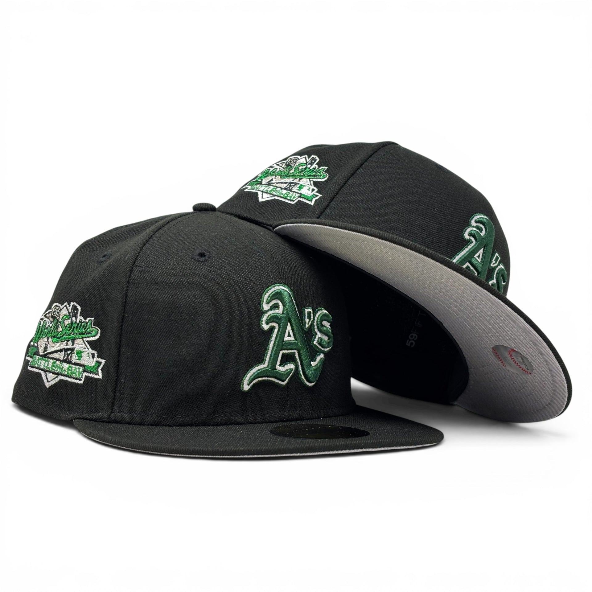 Oakland Athletics Battle of the Bay 1989 World Series Fitted Hats-Black