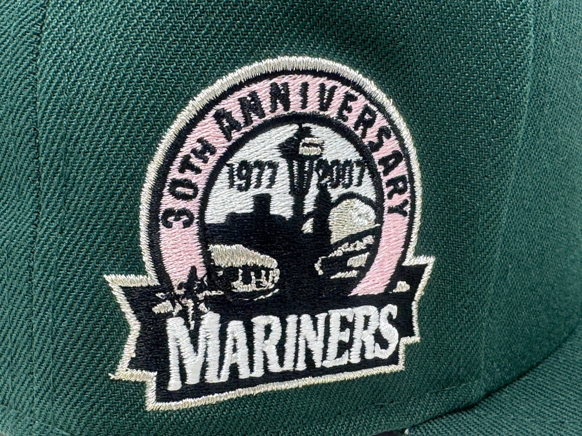 Seattle Mariners 30th Anniversary Pink Brim Fitted Hats-Green