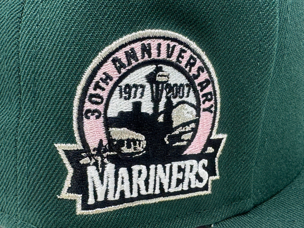 Seattle Mariners 30th Anniversary Pink Brim Fitted Hats-Green