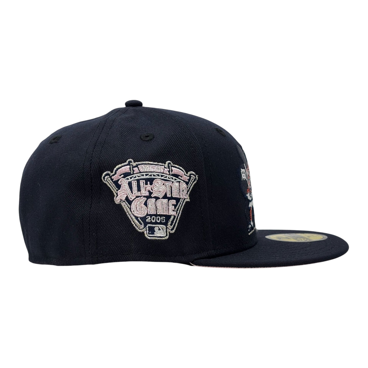 Detroit Tigers 2005 All Star Game Sliding Kitty Pink Brim Fitted Hat-Navy