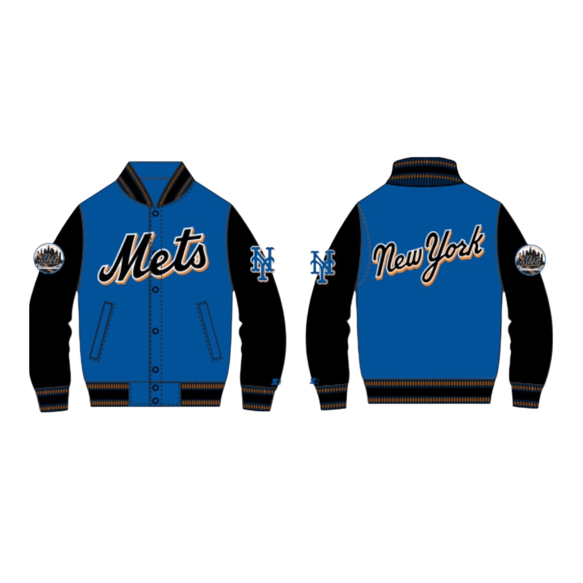 New York Mets 90's Authentic Starter jacket-Black Royal