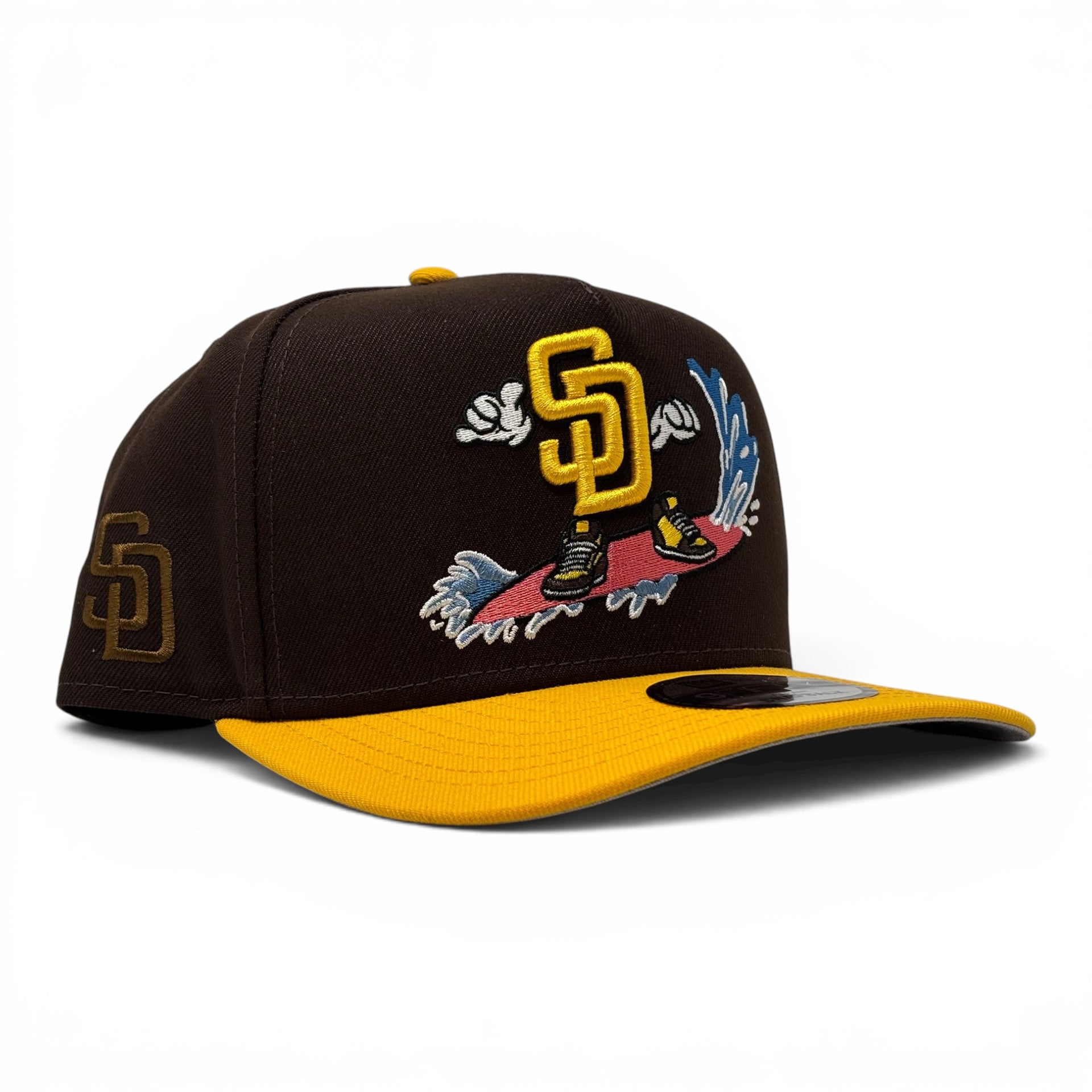 San Diego Padres Cartoon 9FIFTY A-Frame Snapback Hat-Walnut Yellow