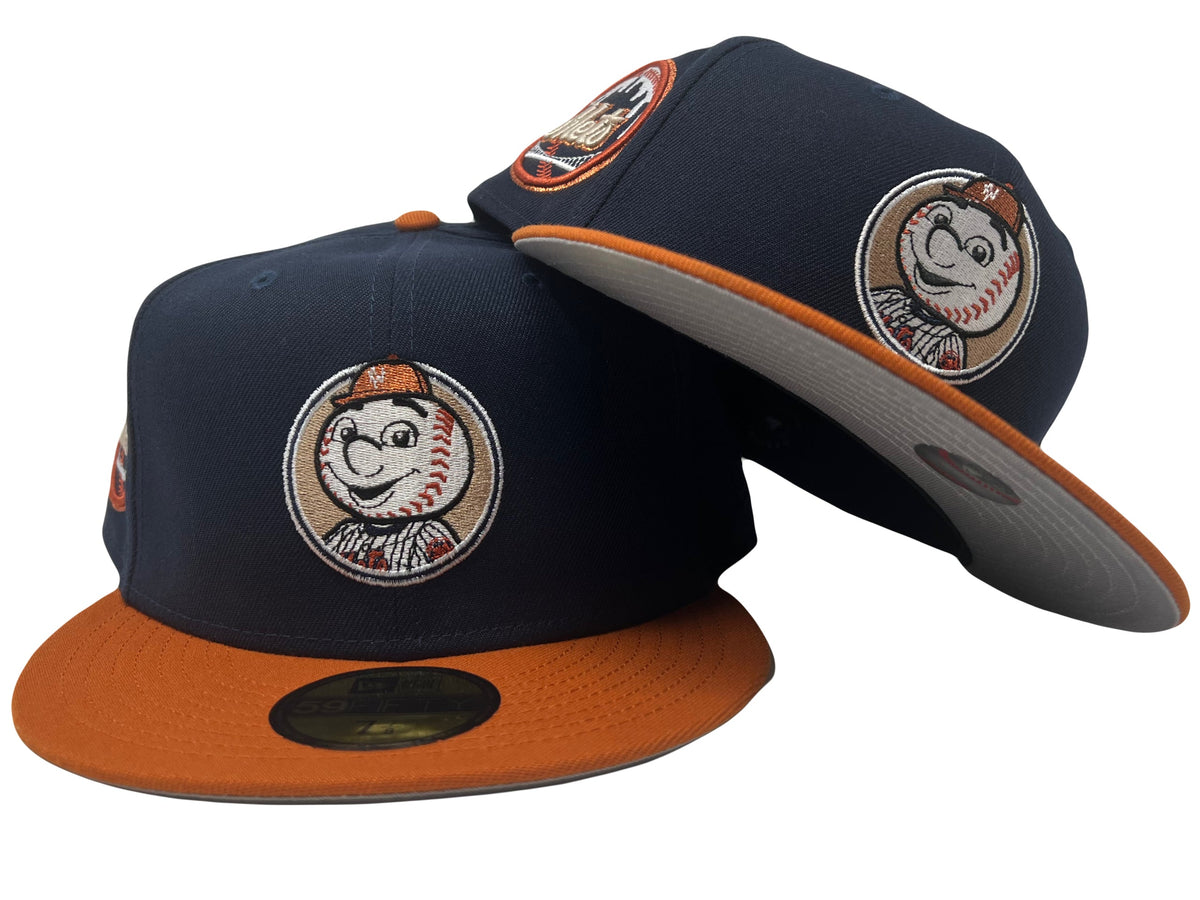 NEW YORK METS MR. METS MAN NAVY/ RUST ORANGE NEW ERA FITTED HAT