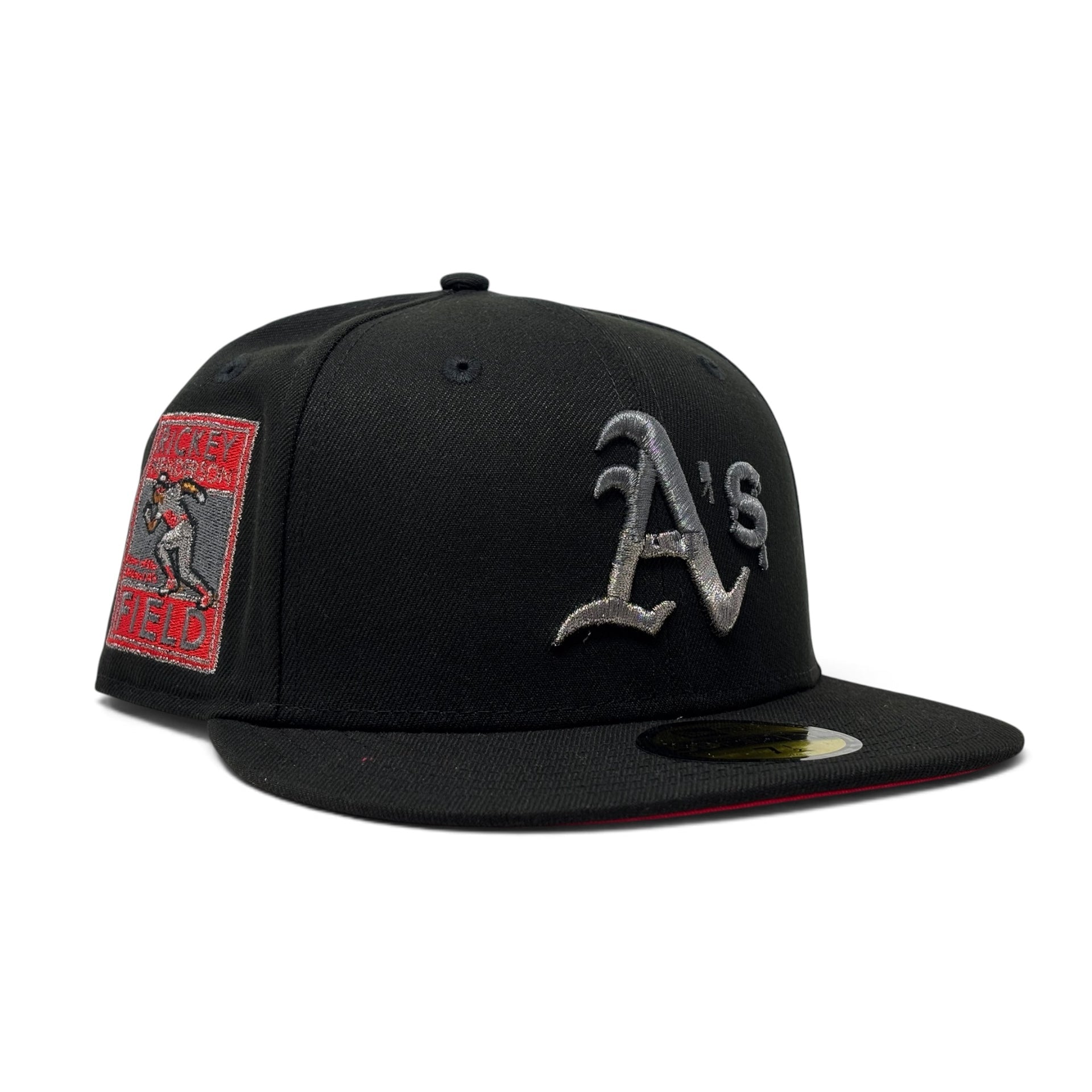 Oakland Athletics Rickey Handerson Field "Drip Pack" Fitted Hat-Black Red