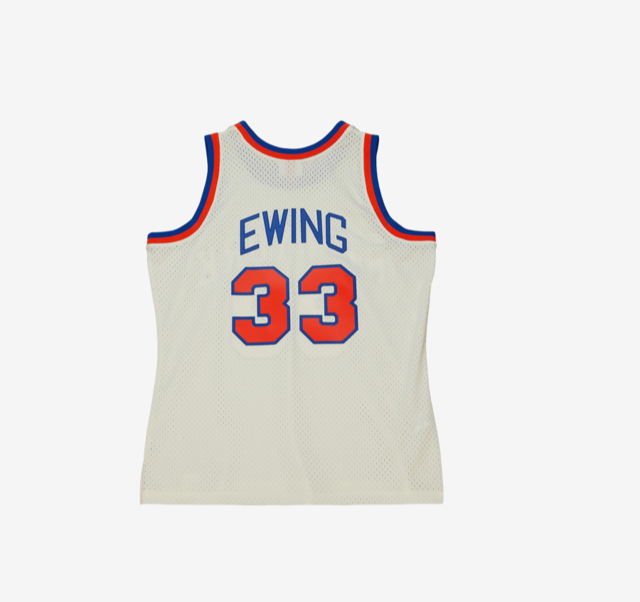 New York KNICKS PATRICK EWING MITCHELL AND NESS CREAM SWINGMAN JERSEY