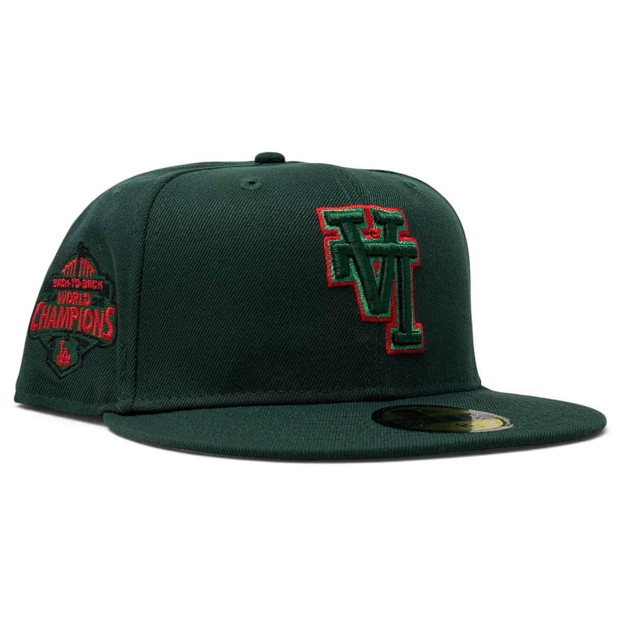 Los Angeles Dodgers 2025 World Champions Up-Side Down Logo Fitted Hat-Green