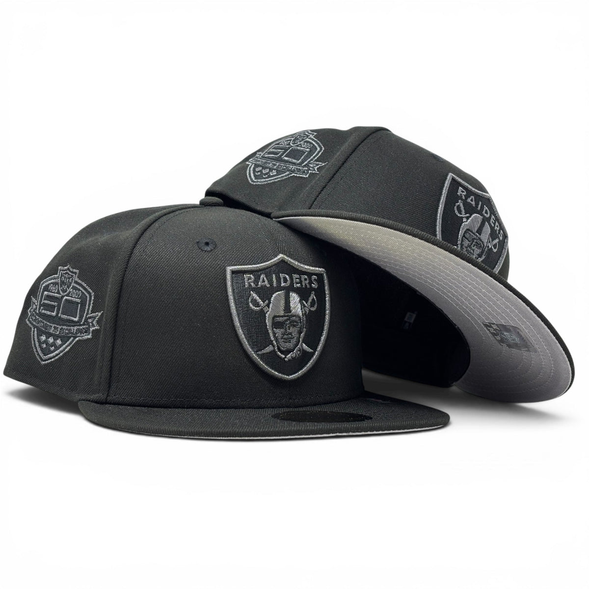 Oakland Raiders 50th Anniversary 59Fifty Fitted Hats-Black