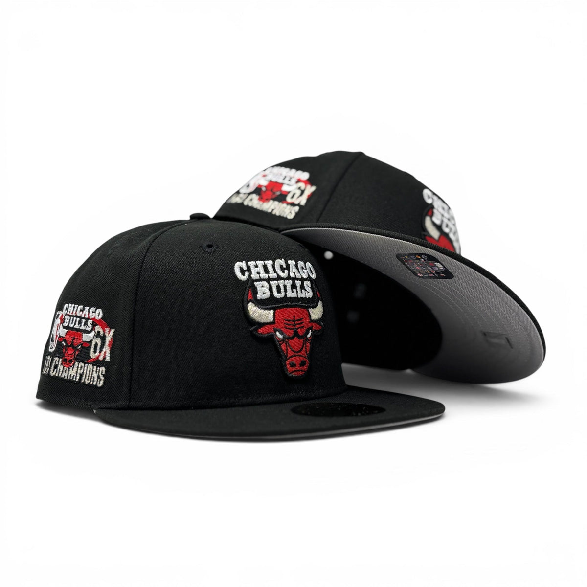 Chicago Bulls 6X NBA Champions Fitted Hat -Black
