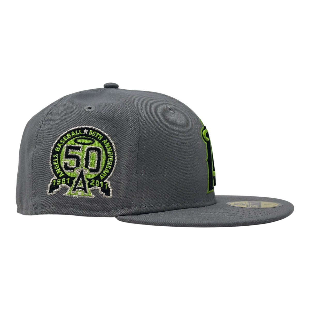 Los Angeles Angels 50th Anniversary Fitted Hat-Gray Lime