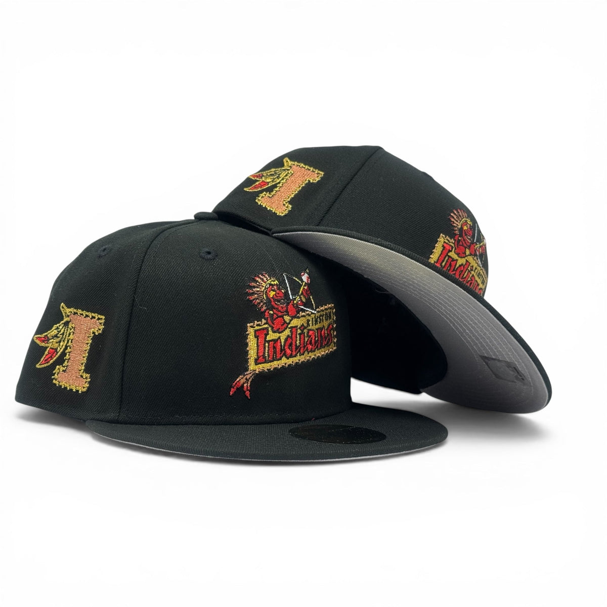 Kinston Indians Minor League New Era Fitted Hats-Black