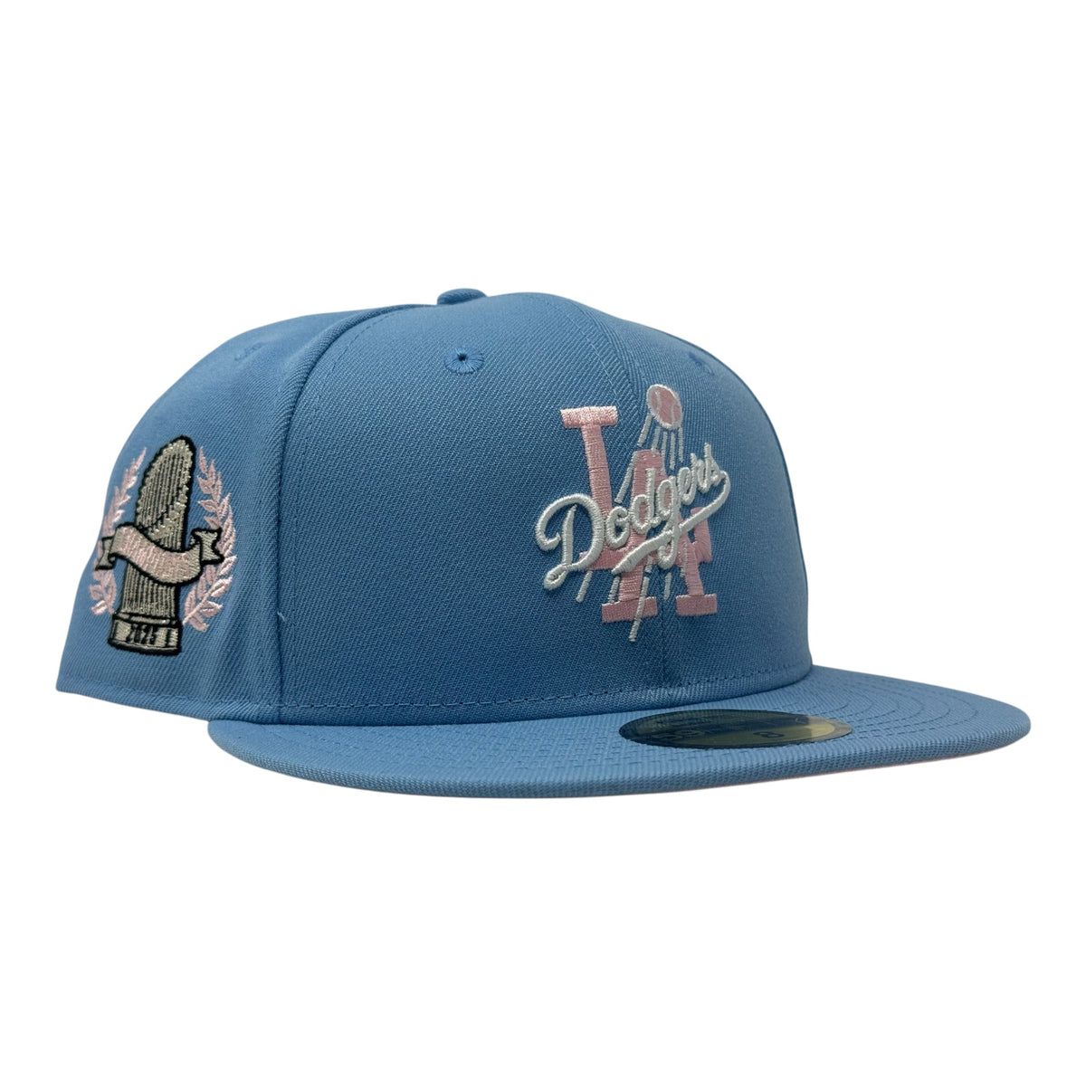 Los Angeles Dodgers 2025 World Champions Fitted Hat-Sky Blue Pink