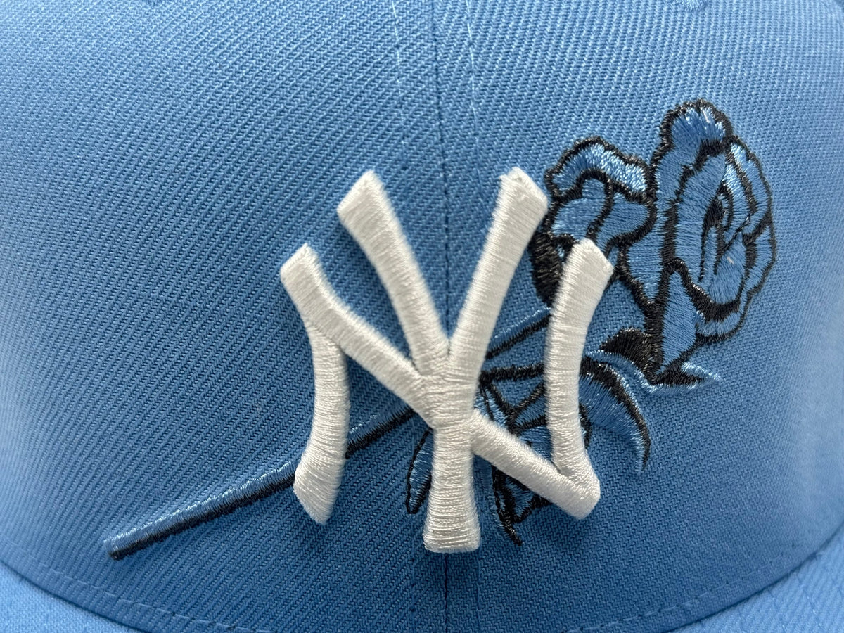 New York Yankees 1999 World Series Floral Logo Fitted Hat-Sky