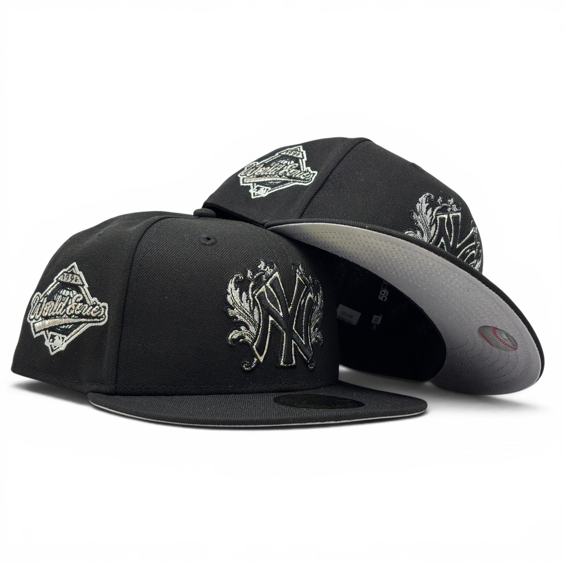 New York Yankees 1996 World Series iconic interlocking Fitted Hats-Black