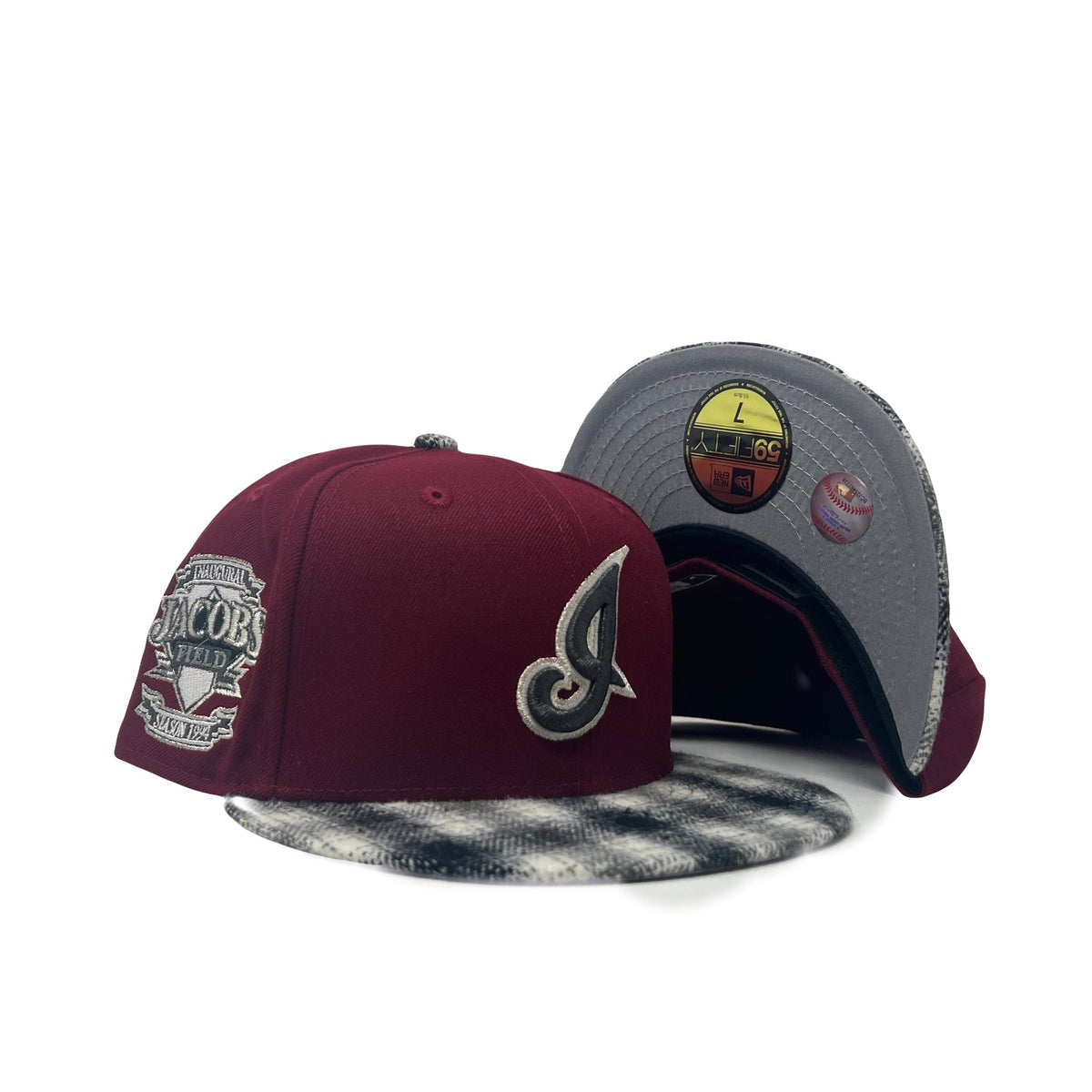 Cleveland Indians 1994 Inaugural Season Jacob Field "Flannel Plaid Visor" New Era Fitted Hat