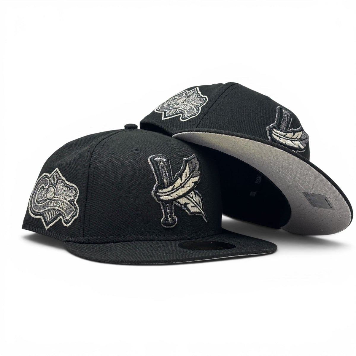 Kinston Indians Carolina League Minor League "Black Metallic" Pack Fitted hats