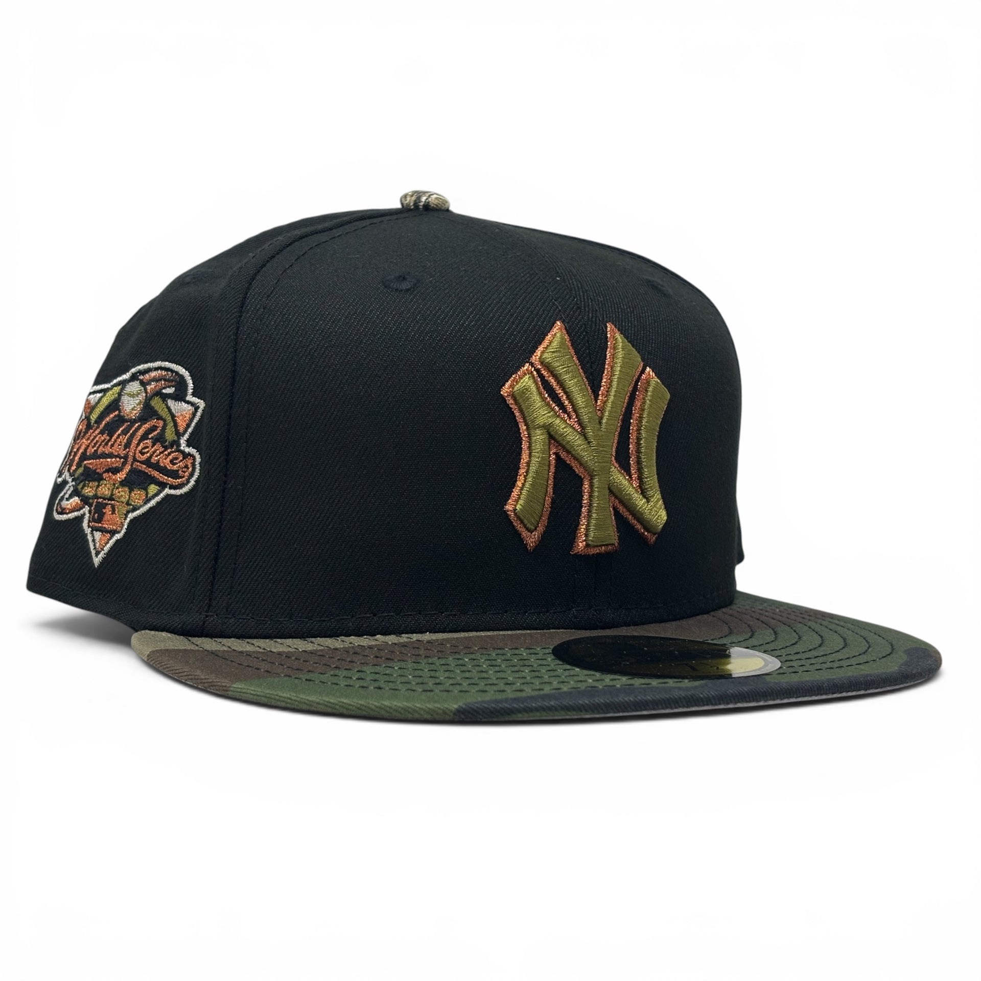 New York Yankees 2000 World Series Fitted Hats- Black Woodland Camo