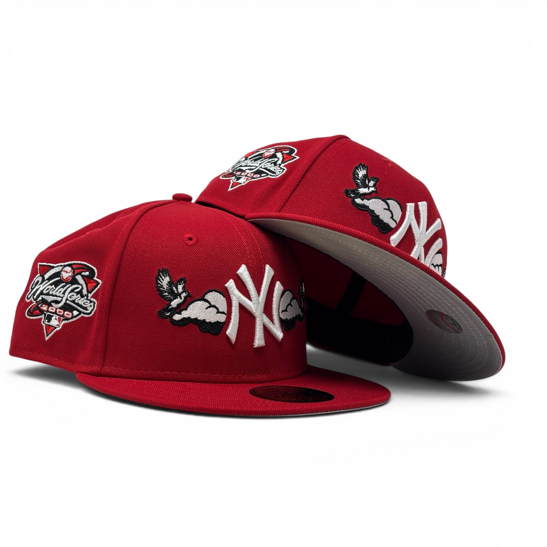 New York Yankees 2000 World Series Bird in the Cloud Fitted Hats-Red