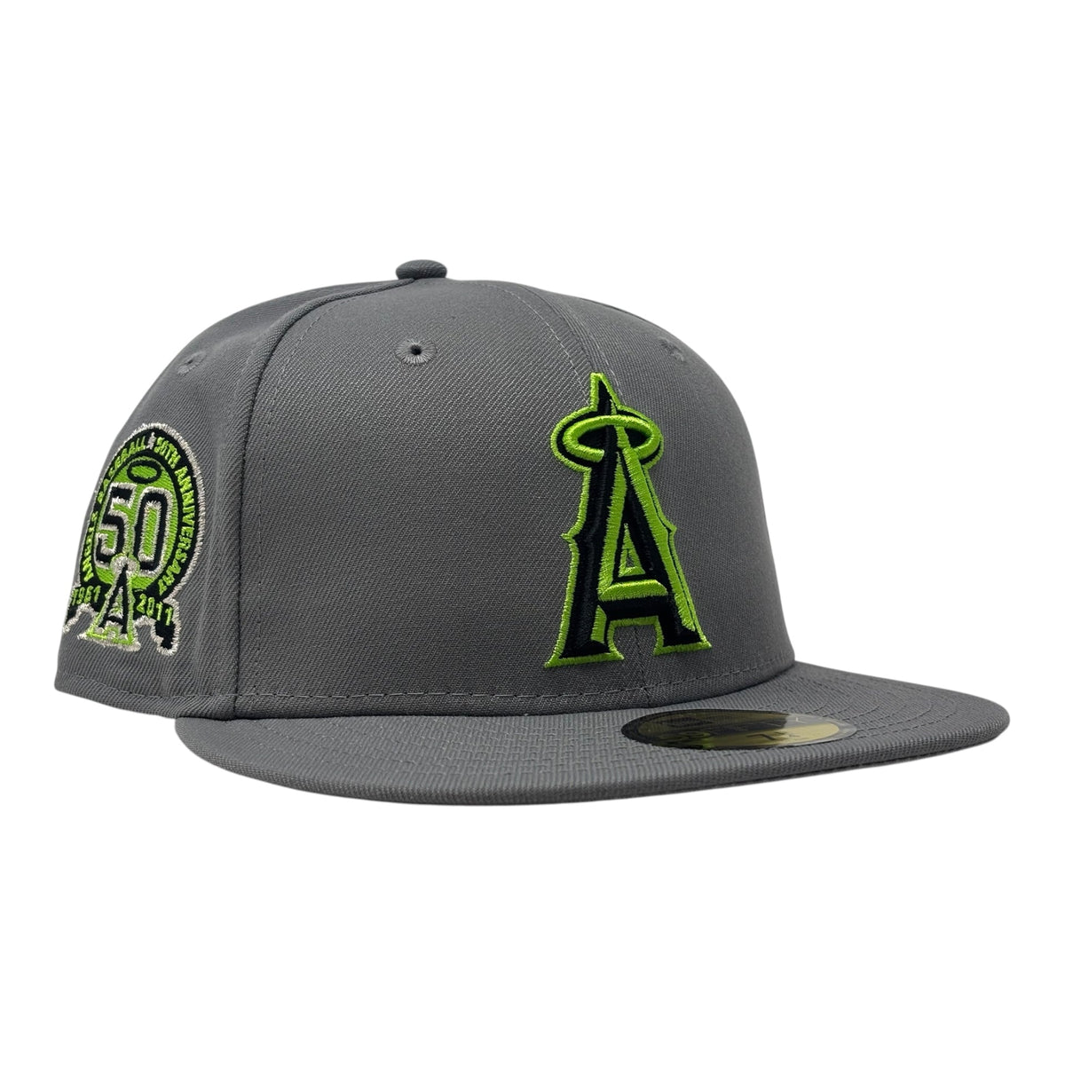 Los Angeles Angels 50th Anniversary Fitted Hat-Gray Lime