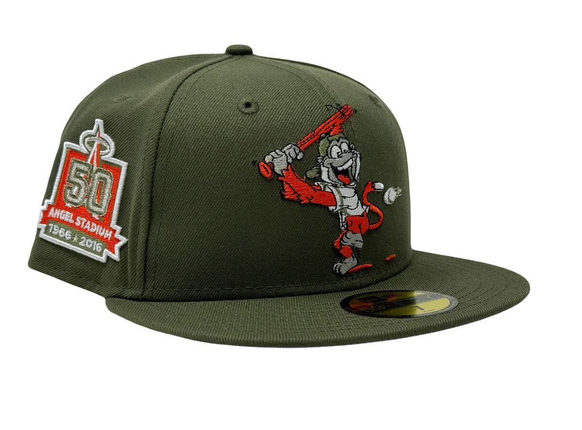 Los Angeles Angels 50th Anniversary Olive green Mascot Logo 59Fifty New Era Fitted Hat