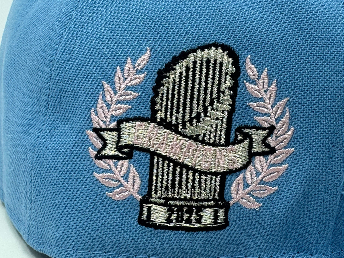 Los Angeles Dodgers 2025 World Champions Fitted Hat-Sky Blue Pink