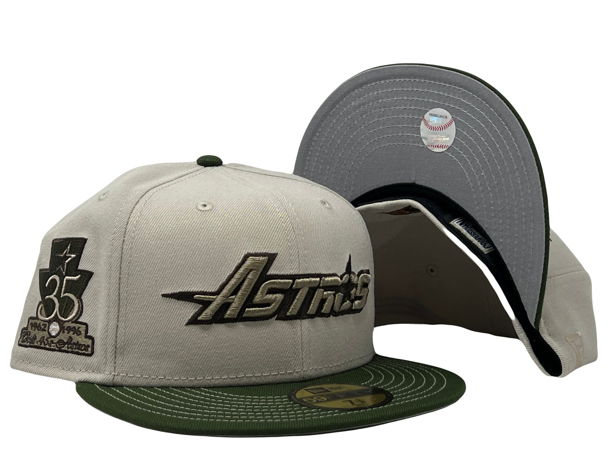 Houston Astros Stone Pack Rifle Green Visor Stitch New Era Fitted
