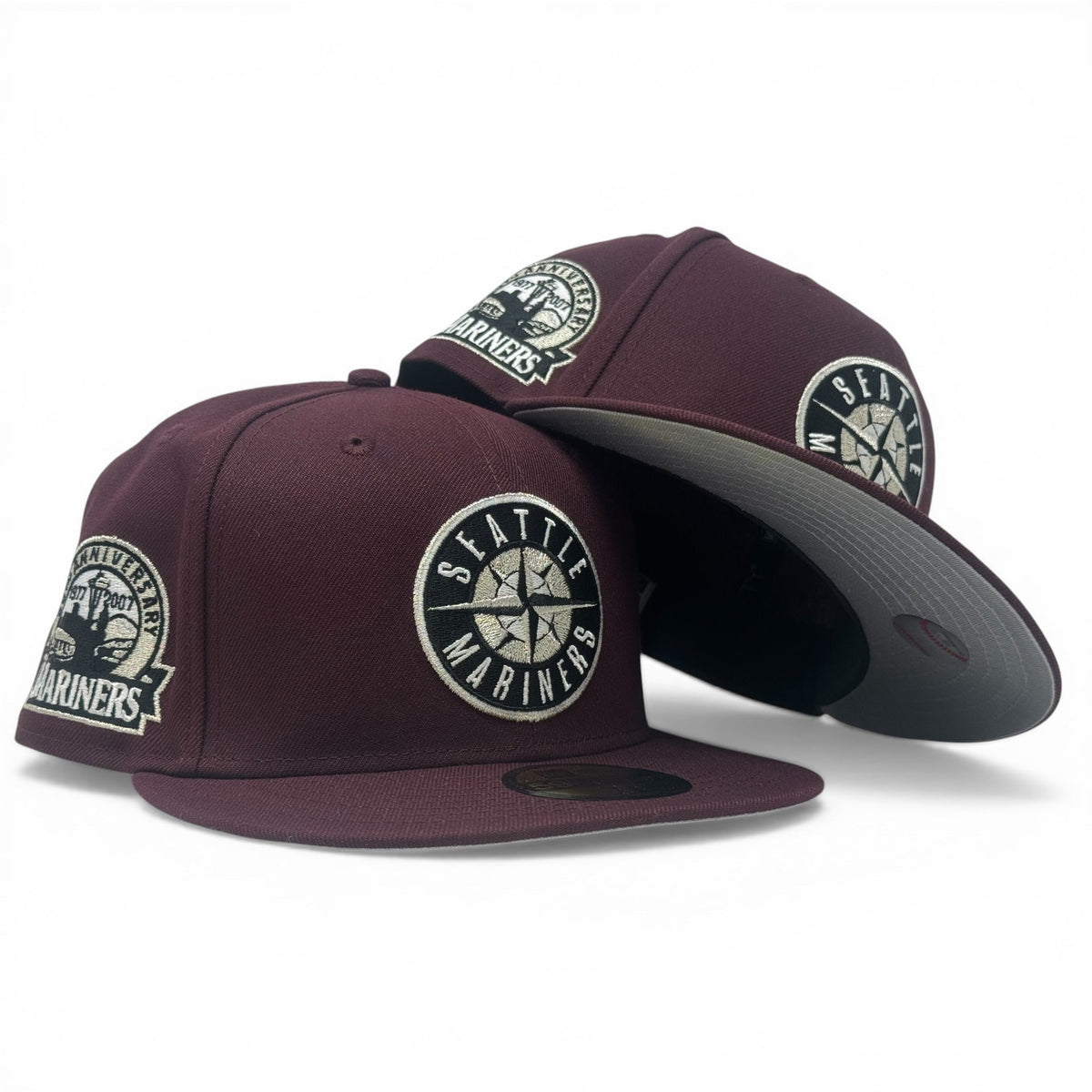 Seattle Mariners 30th Anniversary New Era Fitted Hats-Maroon