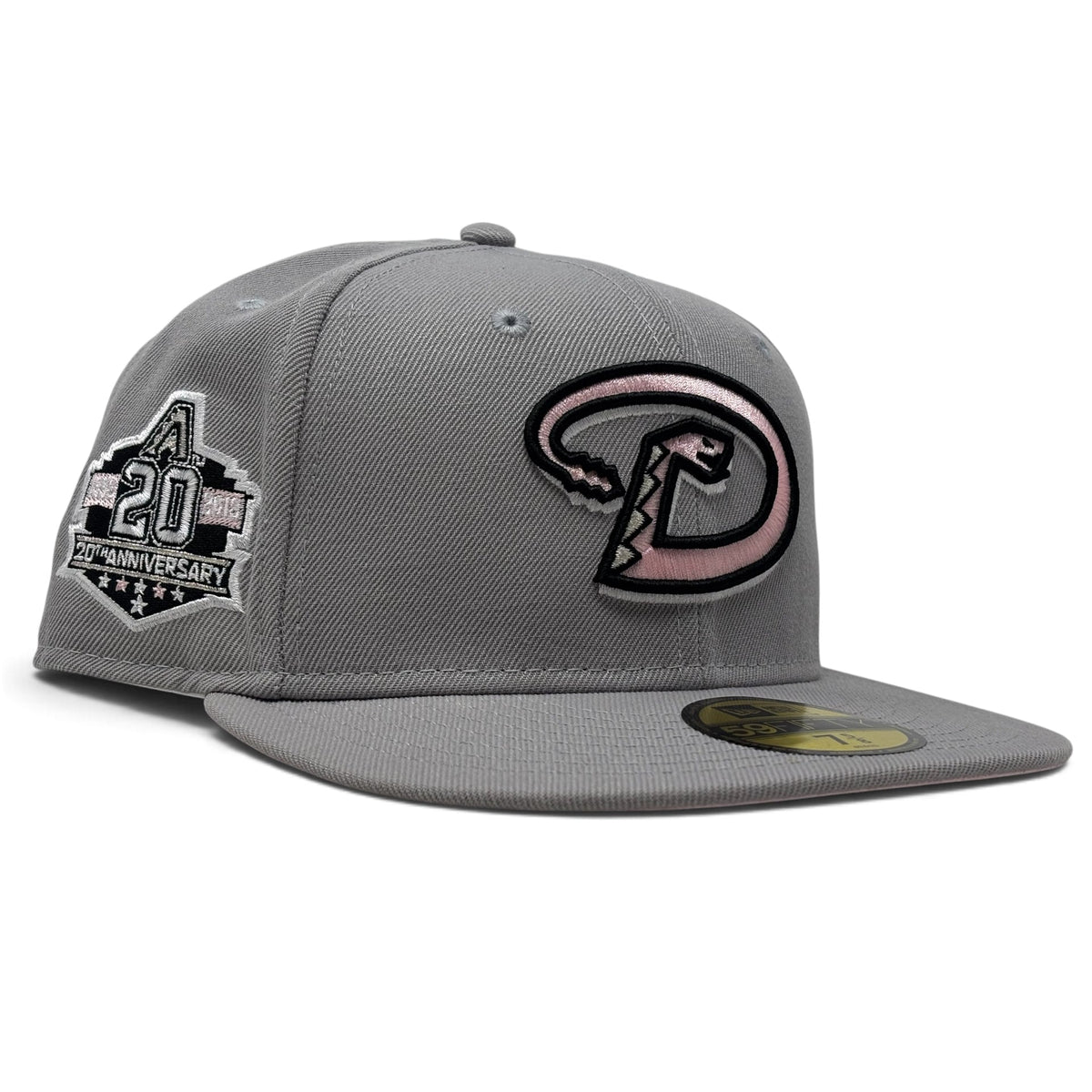 Arizona Diamondbacks 20th Anniversary Pink Brim 59Fifty New Era Fitted Hat-Gray